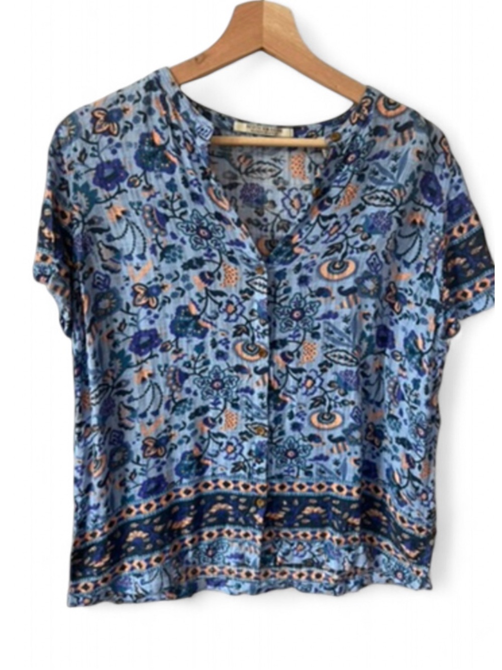 Scotch & Soda Tahiti blue button up loose fit blouse size S